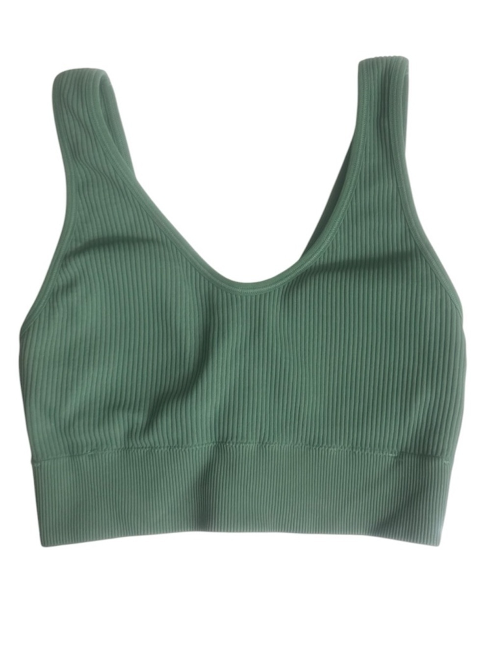 AERIE Green Ribbed Scoop Neck Padded Bralette - Color Green Size XS